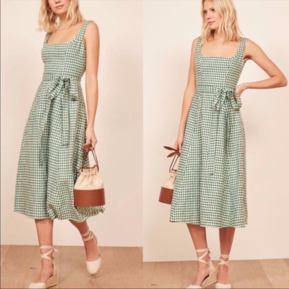 Reformation gingham tie dress